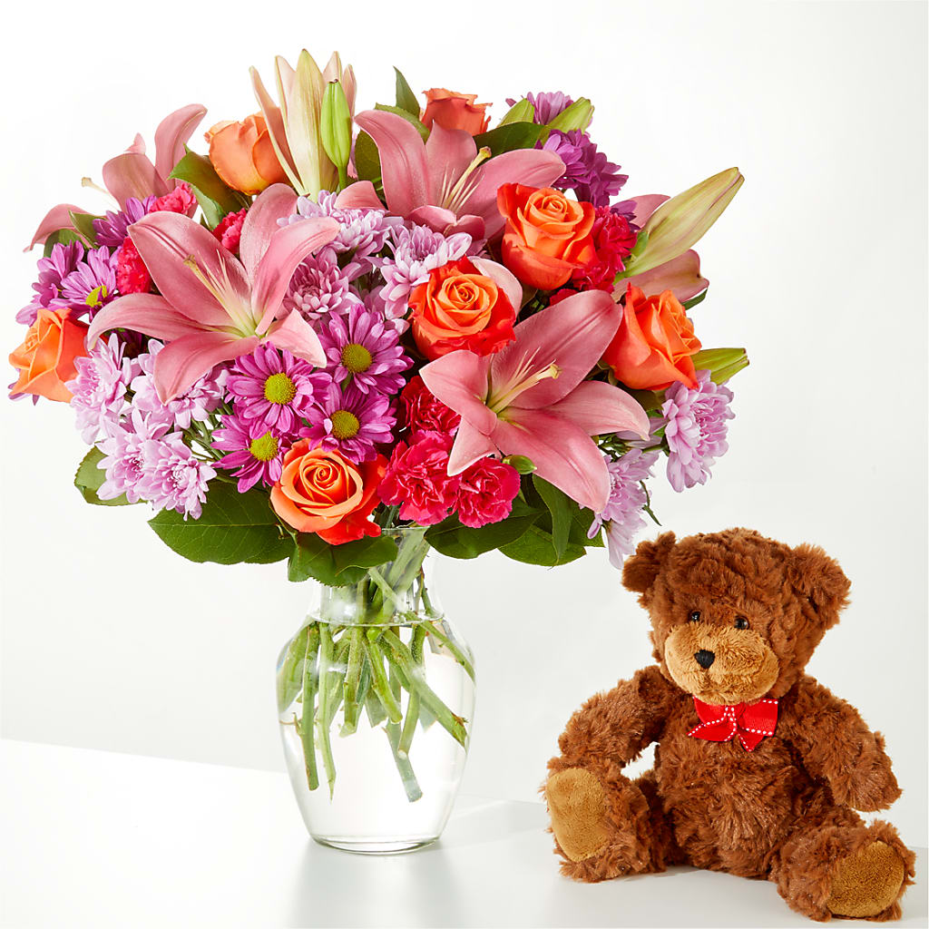 One and Only Bouquet and Bear Bundle – Corner Flowers, Brooklyn NY