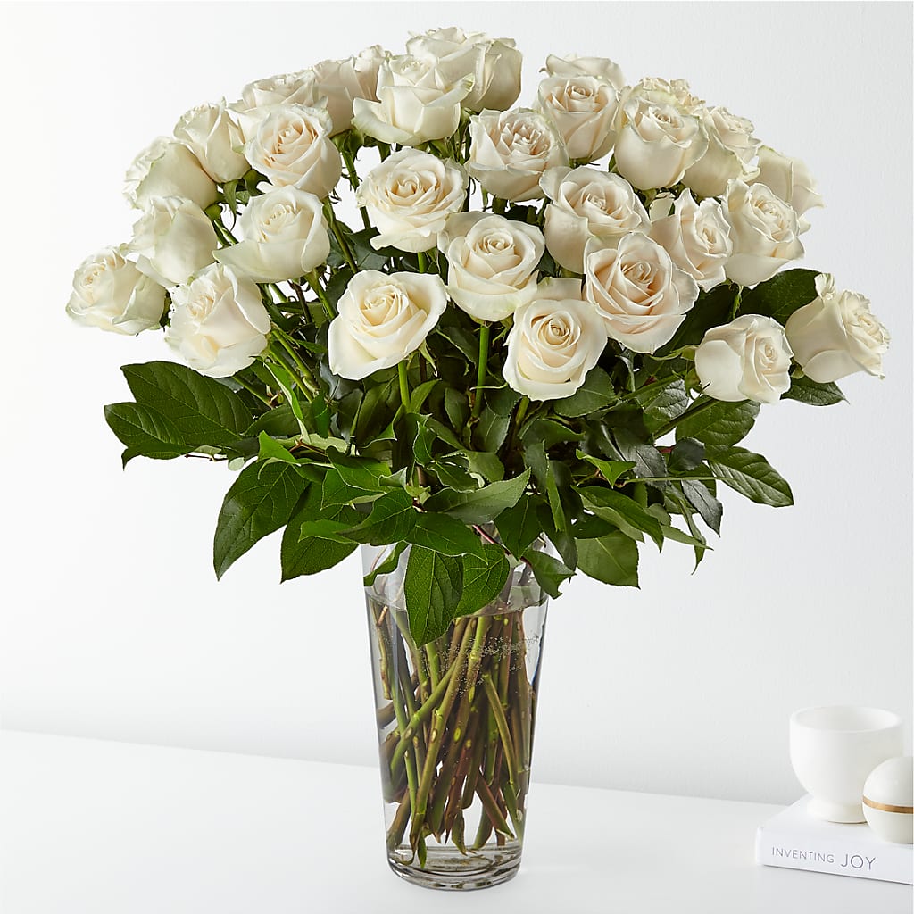Long Stem White Rose Bouquet – Corner Flowers, Brooklyn NY