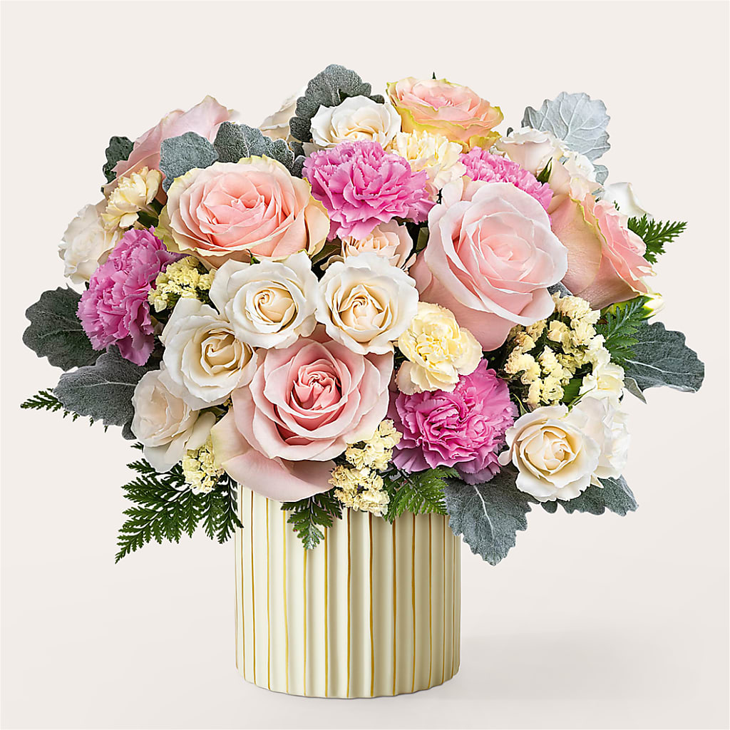 Blissful Moments Bouquet with Ivory Vase – Corner Flowers, Brooklyn NY