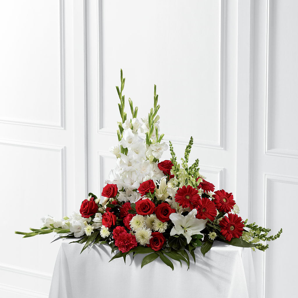 Crimson & White Arrangement – Corner Flowers, Brooklyn NY