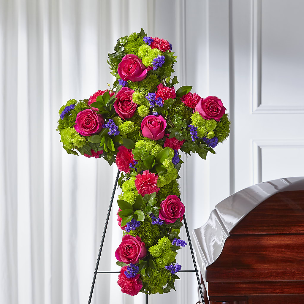 Tribute Rose Floral Cross – Corner Flowers, Brooklyn NY