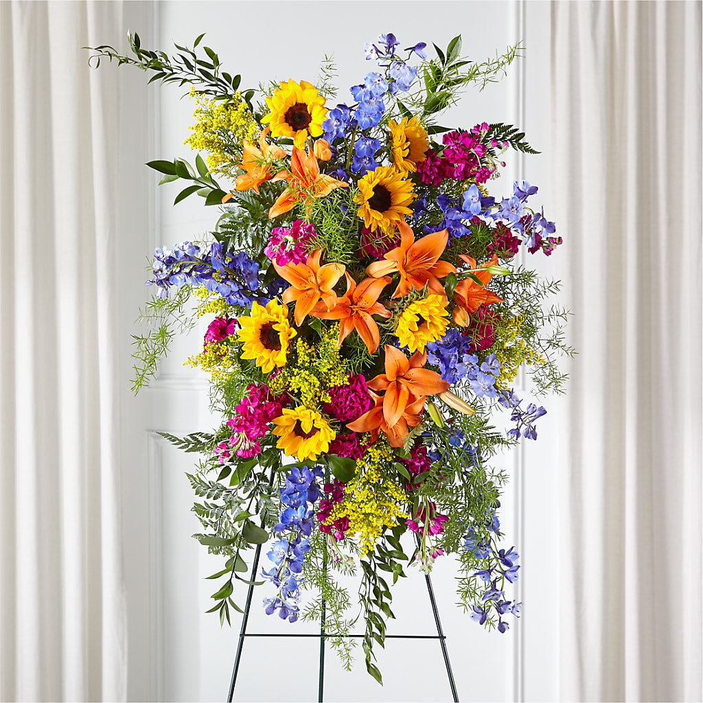 Sunlit Memories Standing Spray (Standard) – Corner Flowers, Brooklyn NY