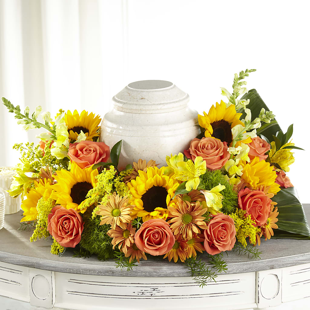 Faithful Sunflower Cremation Adornment – Corner Flowers, Brooklyn NY