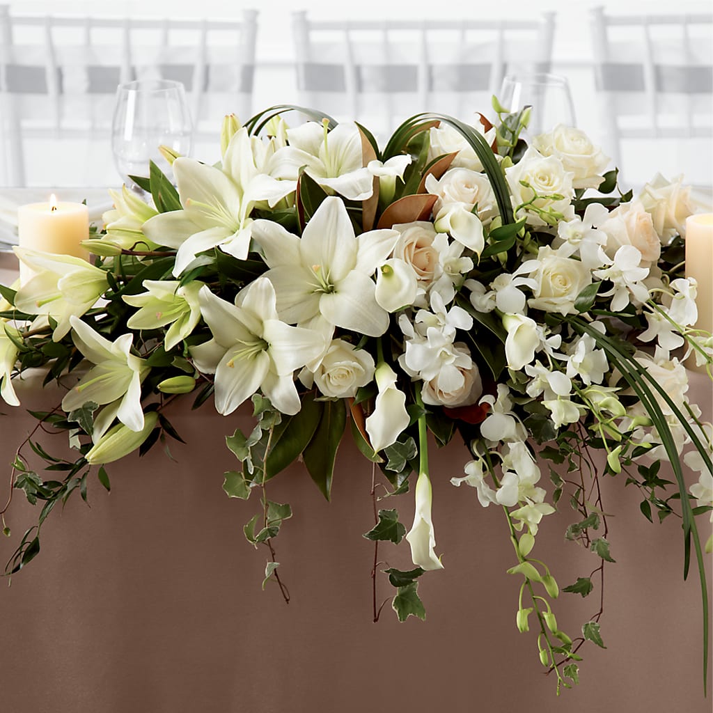 White Linen Arrangement – Corner Flowers, Brooklyn NY