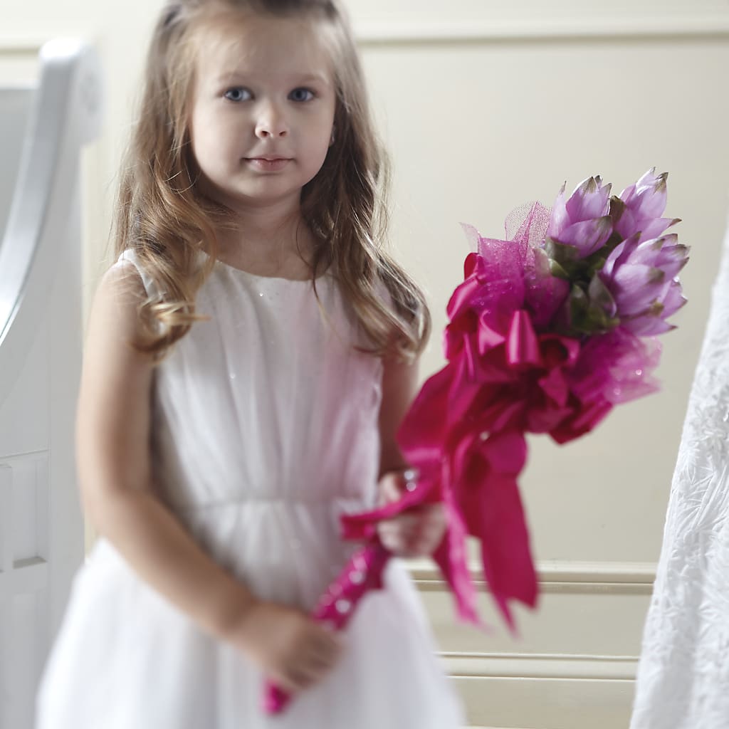 Sparkle Pink Flower Girl Bouquet – Corner Flowers, Brooklyn NY