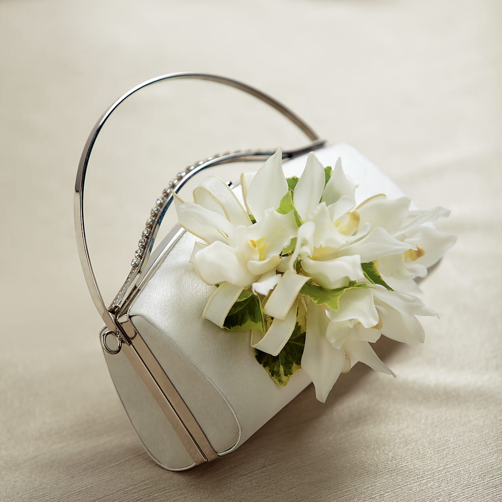 White Purse Decor – Corner Flowers, Brooklyn NY