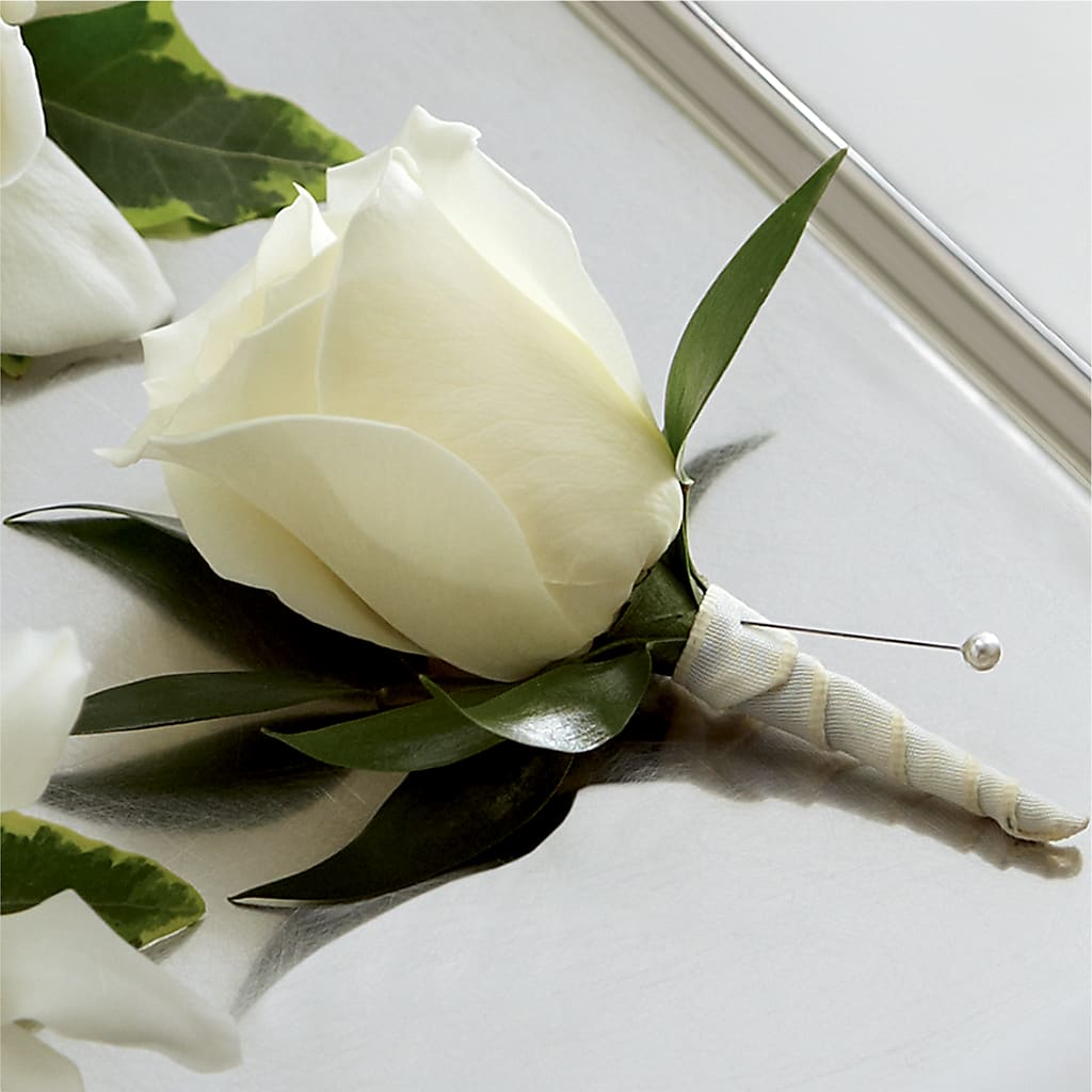 White Rose Boutonniere – Corner Flowers, Brooklyn NY