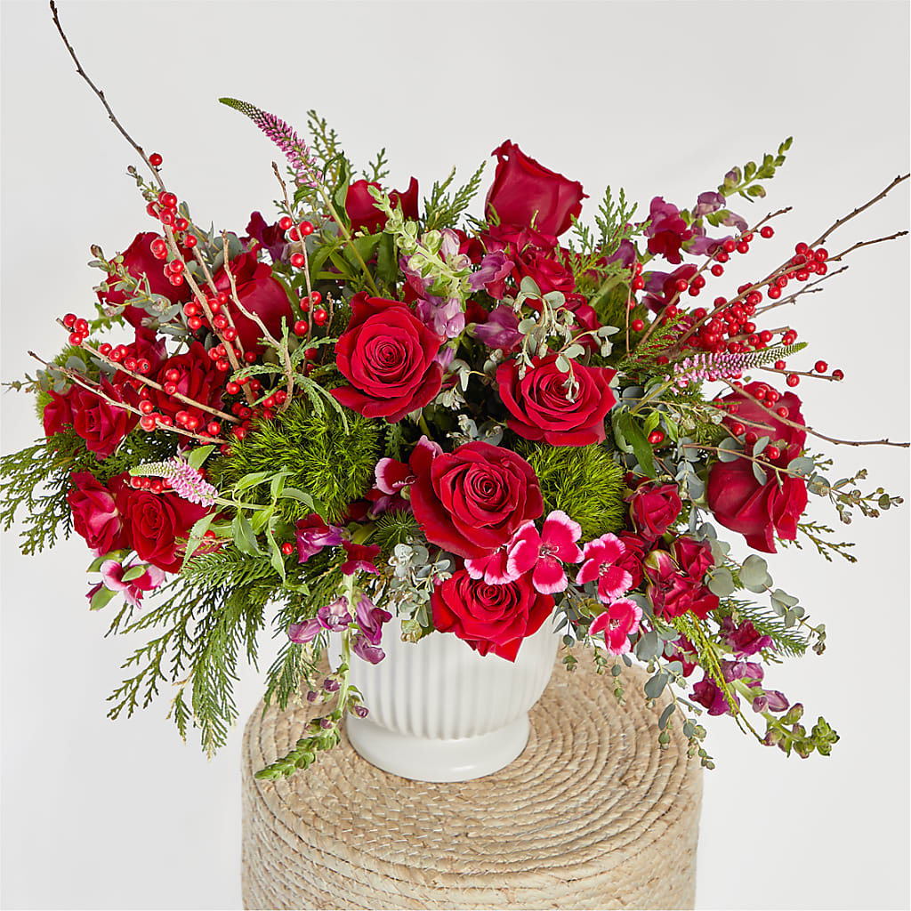 Big Red Bow Bouquet –  Corner Flowers, Brooklyn NY