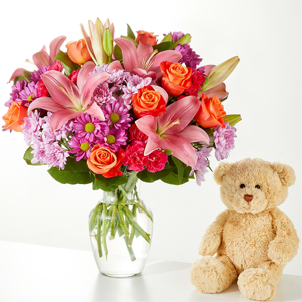 One and Only Bouquet and Bear Bundle –  Corner Flowers, Brooklyn NY