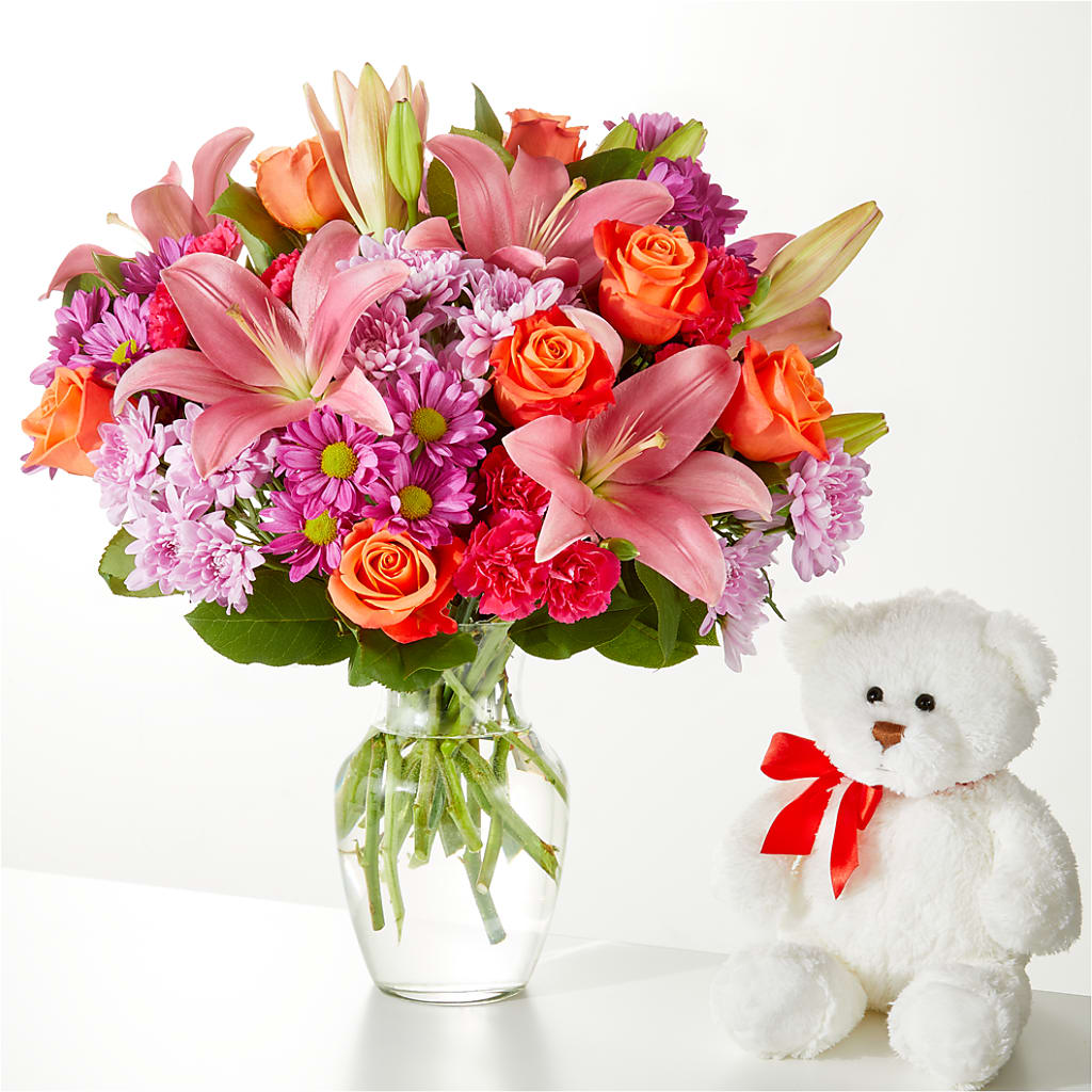 One and Only Bouquet and Bear Bundle –  Corner Flowers, Brooklyn NY
