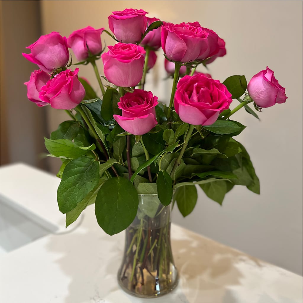 Long Stem Pink Rose Bouquet –  Corner Flowers, Brooklyn NY