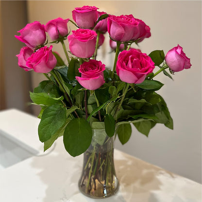 Long Stem Pink Rose Bouquet –  Corner Flowers, Brooklyn NY