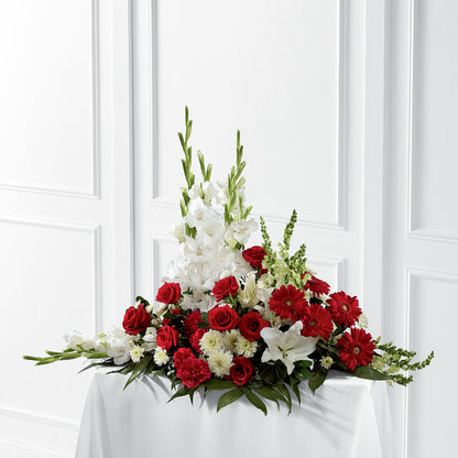 Crimson & White Arrangement –  Corner Flowers, Brooklyn NY