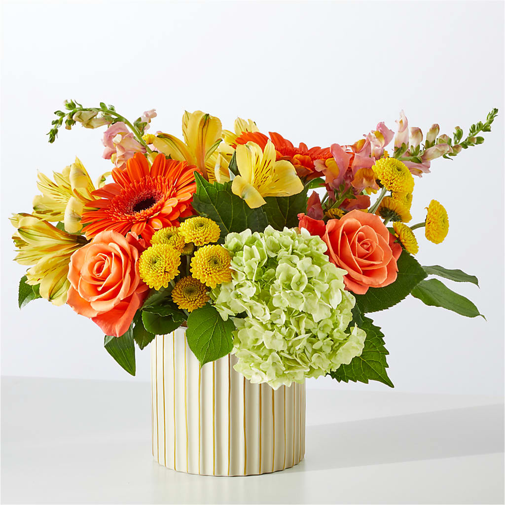 Autumn Sunshine Bouquet with Ivory Vase –  Corner Flowers, Brooklyn NY