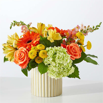 Autumn Sunshine Bouquet with Ivory Vase –  Corner Flowers, Brooklyn NY