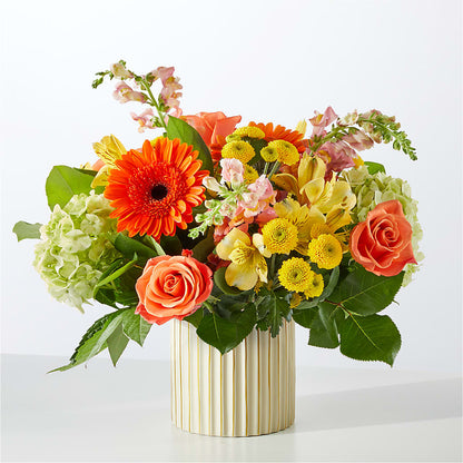 Autumn Sunshine Bouquet with Ivory Vase –  Corner Flowers, Brooklyn NY