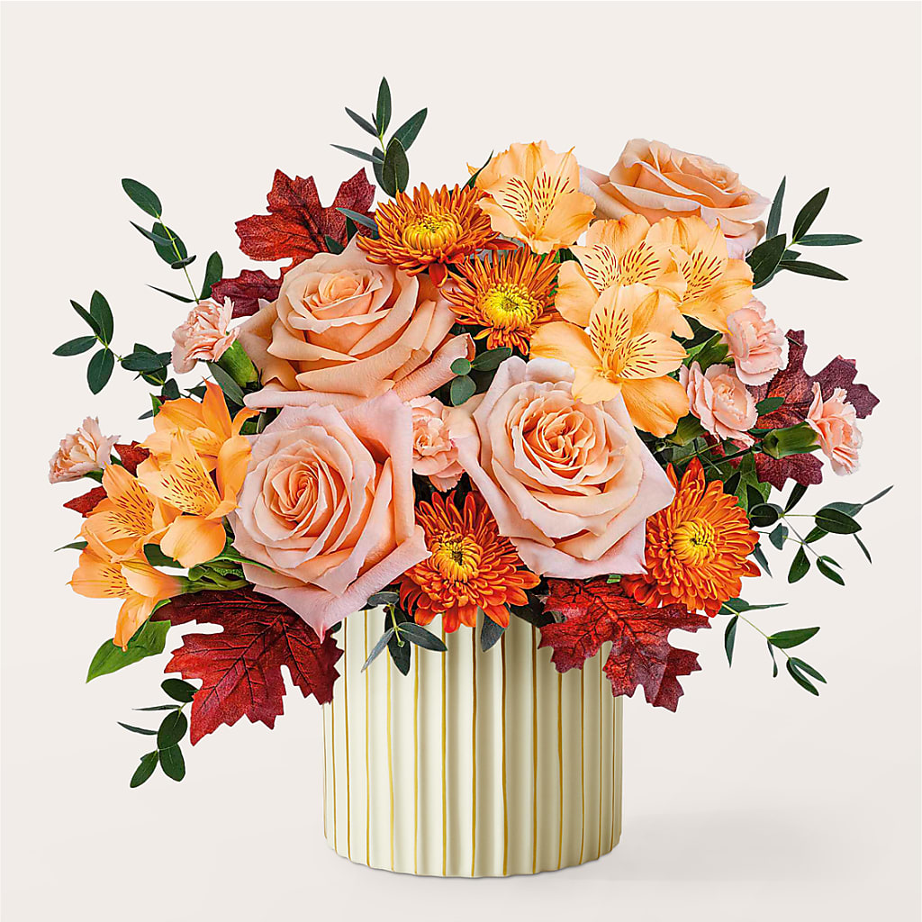 Spiced Latte Bouquet with Ivory Vase –  Corner Flowers, Brooklyn NY