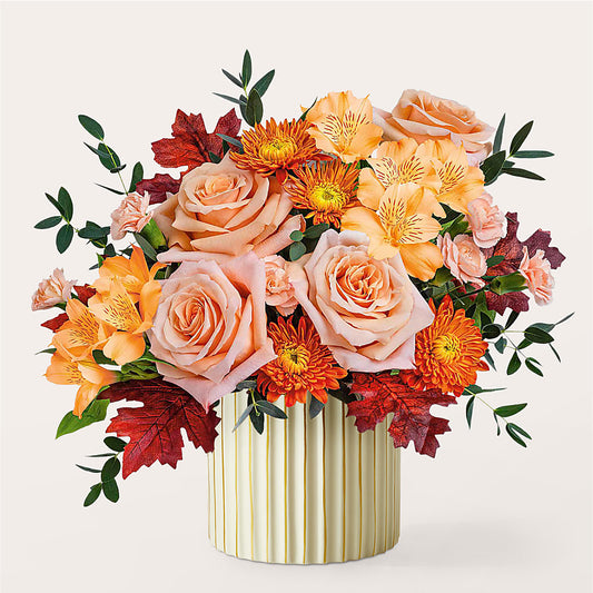 Spiced Latte Bouquet with Ivory Vase –  Corner Flowers, Brooklyn NY
