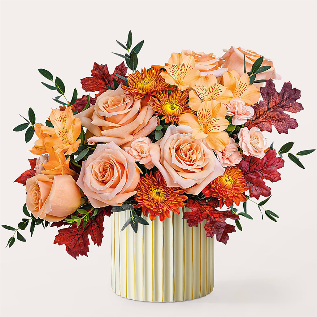 Spiced Latte Bouquet with Ivory Vase –  Corner Flowers, Brooklyn NY