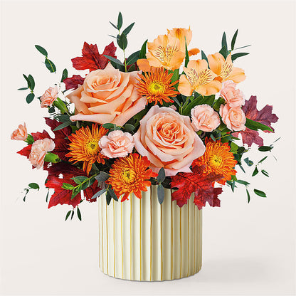 Spiced Latte Bouquet with Ivory Vase –  Corner Flowers, Brooklyn NY