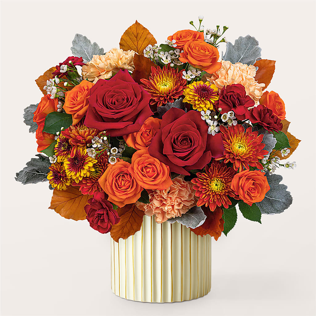 Merlot Bouquet with Ivory Vase –  Corner Flowers, Brooklyn NY