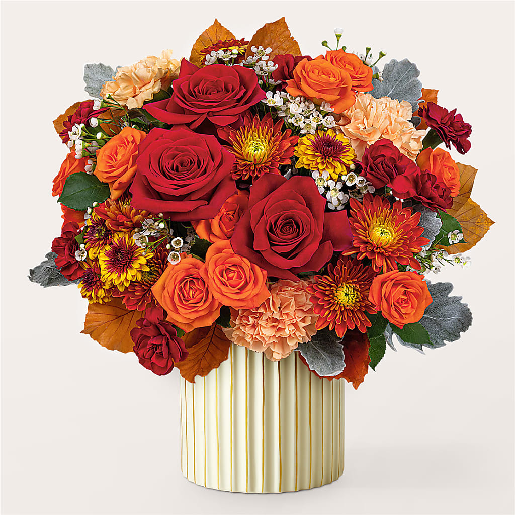 Merlot Bouquet with Ivory Vase –  Corner Flowers, Brooklyn NY