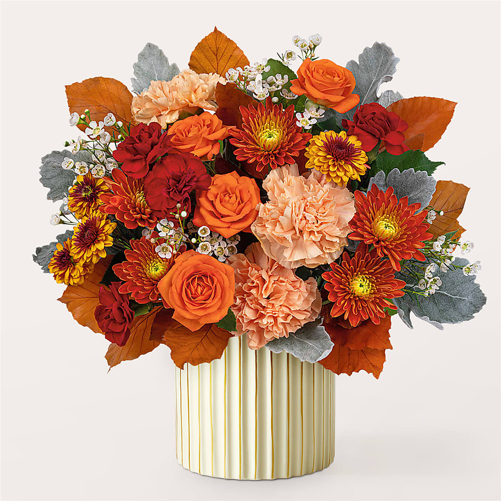 Merlot Bouquet with Ivory Vase –  Corner Flowers, Brooklyn NY