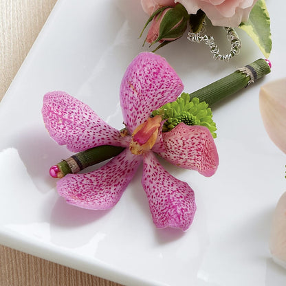 Pink Mokara Boutonniere –  Corner Flowers, Brooklyn NY