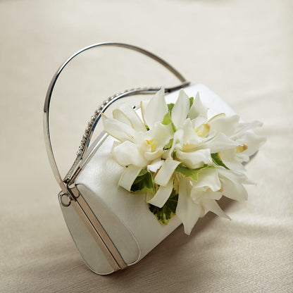 White Purse Decor –  Corner Flowers, Brooklyn NY